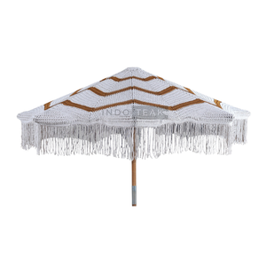 Sombrilla de Macramé Verona con Diseño Tropical, Sombrilla para Exteriores, Comodidad Refinada, Artesanía de Macramé Tejido a Mano, Resistente para Patio o Parque - Product Image 5