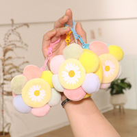 Offre Spéciale tissu fleur porte-monnaie porte-clés mignon Kawaii portefeuille avec fermeture éclair porte-clés enfants en peluche porte-monnaie amant cadeaux pour les femmes