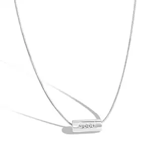 Dylam Customized Engraved Letter Pendant Custom Name Id Jewelry Luck Belif S925 Stereo Silver Necklace For Wome Girl Gift