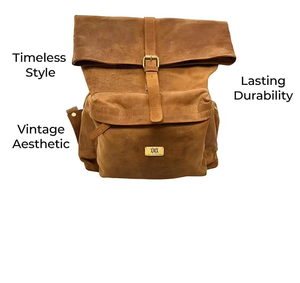 Best Selling Large Capacity Genuine Leather <b>Backpack</b> <b>Lightweight</b> Durable Zipper Closure Custom Business Travel Laptop Bag - Product Image 2