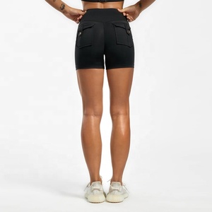 Running <b>Shorts</b> for Women Summer Mid Waist Black Sports <b>Shorts</b> with Phone Pocket Workout Gym Yoga Quick Dry Spandex/Polyester - Product Image 2