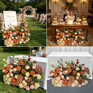 Arreglo Floral Artificial de Seda Hecho a Mano en Tono Crema Terracota Cálido y Retro, Ecológico, para Fondo de Boda - Product Image 4