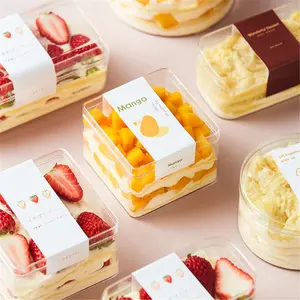 Biscuits personnalisés de qualité alimentaire multi-tailles boîte en plastique transparent emballage de boîte de Pâtisserie Dessert Tiramisu