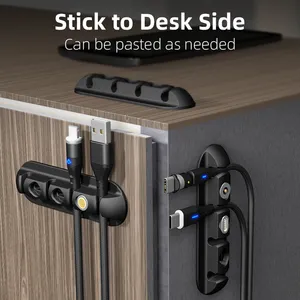 On Stock Desktop Silicone Cable Organizer Magnetic Fast Charging Cable Connectors Holder Clip Organiser For Usb Cables