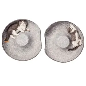MSD002 Hard Felt 50cm 60cm Indoor Cat Nest House Donut Shape Pet Tunnel Cave Bed With Zipper For Cats