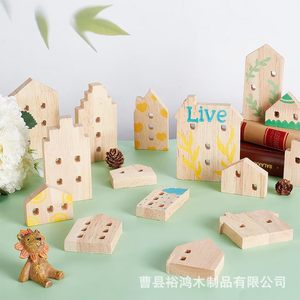 Tableau de graffiti en bois pour enfants, jouets en bois massif, blocs de construction, décorations de maison, ornements, artisanat - Product Image 1
