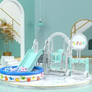 Good Quality Plastic Toys Multifunctional 5 In 1 Combine Children Play House Kids Pool Slides