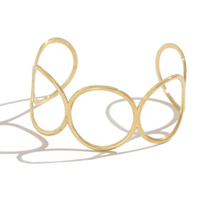Brazalete Abierto de Acero Inoxidable de Moda, Chapado en Oro de 14K, para Unisex - Product Image 1