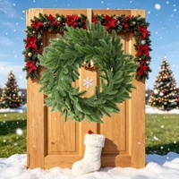 Guirlande de Noël artificielle de style pastoral en plastique, aiguilles de pin vertes, décoration murale pour la maison, 30cm-100cm
