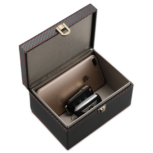 Grossiste nouveaux produits en cuir noir RFID <span class=keywords><strong>clé</strong></span> de <span class=keywords><strong>voiture</strong></span> <span class=keywords><strong>Faraday</strong></span> boîte de sécurité Anti-vol grande boîte de rangement avec blocage du Signal RFID - Product Image 4