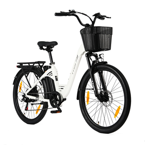 Electric City Bike 26 Inch Aluminum Frame 250W Rear Hub Motor 7 Speed With <b>Basket</b> and LCD <b>Display</b> - Product Image 2