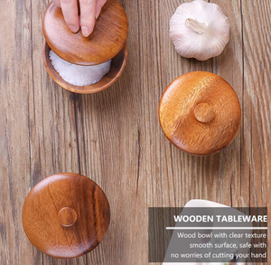 Tigela de Arroz de Madeira Natural Ecológica, Recipiente para Salada e Sopa, Tigela de Madeira com Tampa para Cozinha Doméstica - Product Image 5