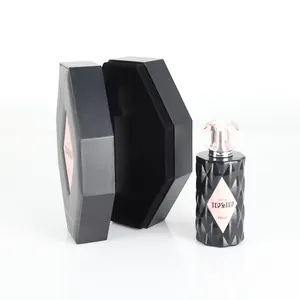 Custom design new black rigid paper cardboard flip top carton boxes luxury fragrance cosmetic candle perfume gift box packaging