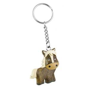 Llavero de madera con forma de caballo, mini colgante de animal, regalo - Product Image 1