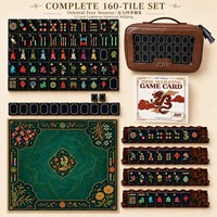 Jeu de Mahjong américain en acrylique à 3 couches, 160 pièces, élégance orientale originale, motif noir et or, pour jeu de table et de fête