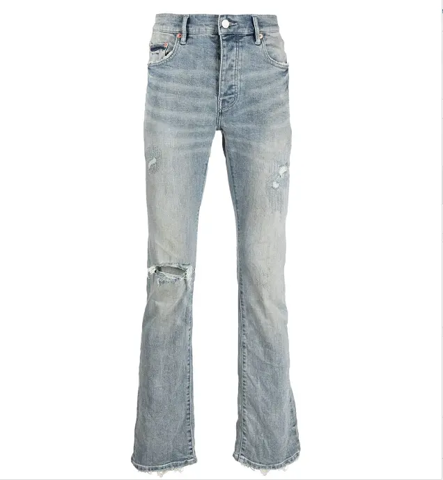 Quality Wholesale Mens Print Stone Wash Baggy Stacked Jeans Regular Fit Men