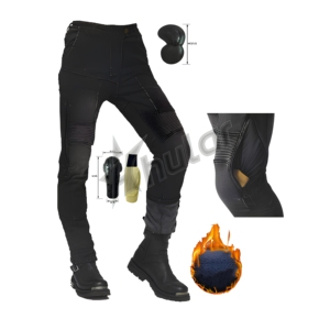 Biker Noir Raiding Jeans Pantalon Stretch Pliant Genou Pantalon Hommes High Street Moto Rembourrage Jeans - Product Image 1
