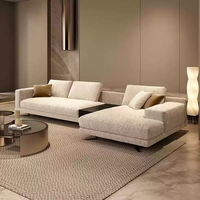 Sofá Seccional Modular Moderno, Sofá de Tela Flotante Minimalista con Gabinete de Almacenamiento Lateral, Sofá de Recepción para Oficina