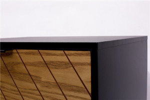 Hiện đại chất lượng cao màu đen <span class=keywords><strong>MDF</strong></span> gỗ giường bên bảng với hai ngăn kéo nhà phòng khách phòng ngủ đồ nội thất đầu giường vật liệu kim loại - Product Image 4