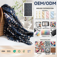 Selendang Sutra Panjang Vintage Custom Bermotif Kotak Berkualitas Tinggi untuk Wanita, Pola Bunga Mewah, Cocok untuk Koleksi dan Penggunaan Luar Ruangan