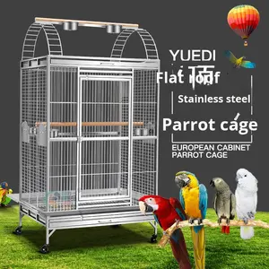 Cage à oiseaux extra large en acier inoxydable 304 pour perroquets, ara, calopsittes, villa grise, volière, cage à oiseaux avec support, cage à ara, volière - Product Image 3