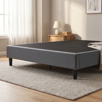 Cadre de lit double moderne et minimaliste en tissu avec sommier à lattes, base en métal et bois, tailles Queen et King, pour chambre à coucher et dortoir, Jiangpai Durable