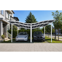 Structure de carport moderne en aluminium avec panneaux de toiture en PVC résistant aux UV, robuste pour l'extérieur, le jardin et la zone de stationnement