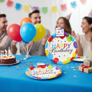 Ensemble de 6 assiettes en papier pour fête de 10 pouces, 120 pièces/CS, vaisselle durable et élégante, modèle 375470 - Product Image 3