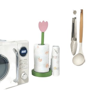 Flower Shape Wooden Tissue Holder Desktop <b>Kitchen</b> <b>Paper</b> Towel Stand With Pink Green Design For Home Use - Product Image 5