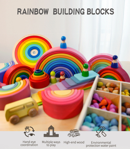 Tour d'équilibre pour bébé, jeu Montessori pour enfants, pont en pierre arc-en-ciel, jouet en bois, empileur, blocs de construction pour enfants - Product Image 2