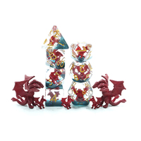 Ensemble de dés DND 7 pièces, dragon rouge à cinq têtes Tiamat, dés polyédriques en résine époxy transparente pour jeux de rôle D&D