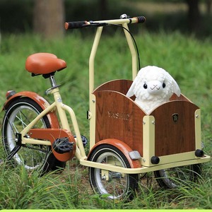 Vélo <span class=keywords><strong>cargo</strong></span> à 3 roues en acier à haute teneur en carbone pour enfants cadre confortable à engrenage en bois avant à vitesse unique non électrique avec boîte de rangement - Product Image 6