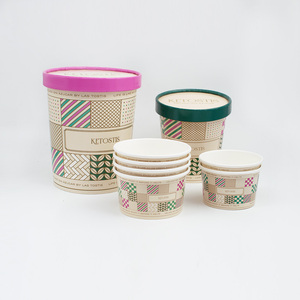 3oz 4oz 5oz 6oz 8oz 12oz 16oz 32oz Paper Ice Cream Container With Paper and Plastic Lid
