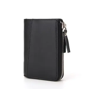Fashion Coin Wallet Credit Card Holder Custom RFID PU Leather Men's Zip Wallet