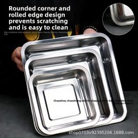 Plateaux commerciaux en acier inoxydable, carrés et rectangulaires, pour barbecue, repas, cuisson à la vapeur, riz, couleur unie, électro-plaqués, de qualité alimentaire