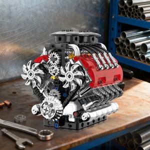 ชุดประกอบโมเดลเครื่องยนต์ V8 คู่ สำหรับวิศวกรรมอิเล็กทรอนิกส์และเครื่องกล แบบขายส่ง ชุดตัวต่อขนาดเล็กสำหรับประกอบเอง เหมาะสำหรับผู้ใหญ่ - Product Image 6
