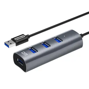 DM HUB Port USB 3.0 4 dengan Rangka Aloi Aluminium, Hub Kecepatan Tinggi Hingga 300MB/Dtk