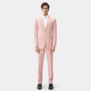 ชุดสูทผู้ชายทรงสลิมฟิตสีชมพูซากุระ ผลิตจากผ้าผสมโพลีเอสเตอร์และวิสโคส ยืดได้ ปกแบบนอตช์ เหมาะสำหรับงานแต่งงานและงานปาร์ตี้ - Product Image 2