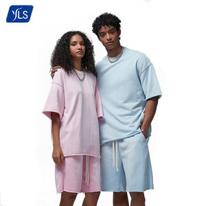 YLS 2024, ropa de verano para hombre, 360G, Camiseta holgada deportiva de felpa francesa y pantalones cortos, conjunto de chándal de gran tamaño, conjuntos de 2 piezas para hombre - Product Image 4