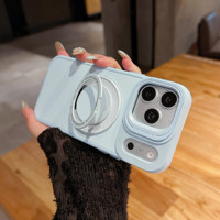 Silicone liquide magnétique 360 ° Étui avec support rotatif pour iPhone 17 Pro Max 16 15 14 13 Pro Max, ultra fin, avec béquille pliable, coque de protection