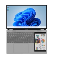 Ordinateur portable à double écran 15,6+7 pouces, tout neuf, écran tactile 7 pouces, processeur quadricœur Intel N95, 16 Go de DDR4, stockage SSD, anglais 11 Pro Face