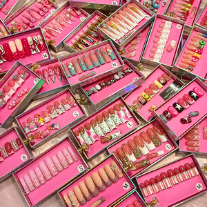 定制压装式指甲批发商 100% 手工制作 厚甲工厂 压装式指甲供应商 方形杏仁形 - Product Image 1