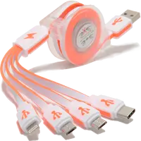 Cable Micro Usb 4 en 1, Cable retráctil de datos tipo C de 2022 Cm, 3A, carga rápida, logotipo personalizado, novedad de 100