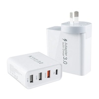 Chargeur rapide 30W 4 ports PD 3.0+QC3.0 Adaptateur secteur 48W avec prise Type C amovible pour iPhone 13 14 Pro Max Emballage cadeau