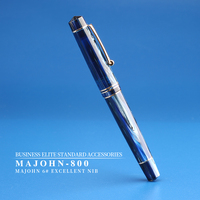 MAJOHN-M800 Pulpen Biru 6 # Pena Tulis Praktik Menulis Murid Dewasa Resin Warna Ujung Sangat Baik Berlapis Emas Pena Hadiah