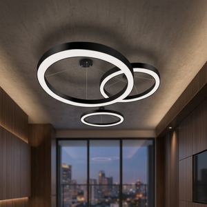 Modern Round LED Pendant Light Double Ring <b>Hanging</b> Lamp <b>White</b> Ceiling Fixture for Office Mall Store - Product Image 4