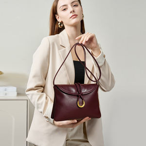 Bolso de Mano de Cuero Genuino a la Moda, Bolso Bandolera de Cuerda Tejida, Bolso de Mujer con Doble Bolsillo, Bolso Mensajero - Product Image 2