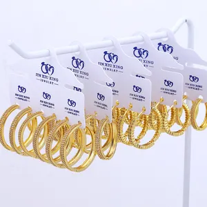 Jxx produk baru anting-anting Hoop geometris tidak teratur berlapis emas 24K bulat Hoop emas kuningan minimalis