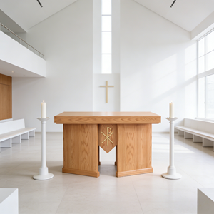 Altar de Iglesia Cristiana de Madera Sólida, Diseño Minimalista, Acabado Pulido, Decoración para Ceremonias, Áreas Sacramentales - Product Image 4