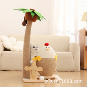 เสาข่วนแมวแบบตั้งพื้นทำจากไซซอล, ที่หมุนสำหรับแมวทำจากไม้เนื้อแข็ง, โครงปีนป่ายสำหรับแมวขนาดเล็ก, ทนทานต่อการสึกหรอและเศษขยะ - Product Image 1